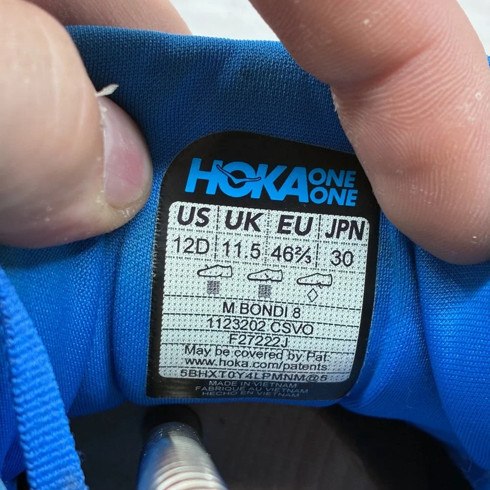 Hoka Bondi 8 Running Shoes Mens 12D Blue Orange Mesh Athletic 1123202 CSVO